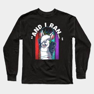 Llama with Headphones – And I Ran Long Sleeve T-Shirt